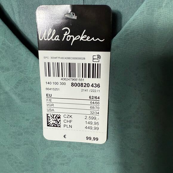 Ulla Popken Chiffon Overlay Stretch Lace V-Neck Occasion Dress SZ 32/34 Green - Picture 4 of 7